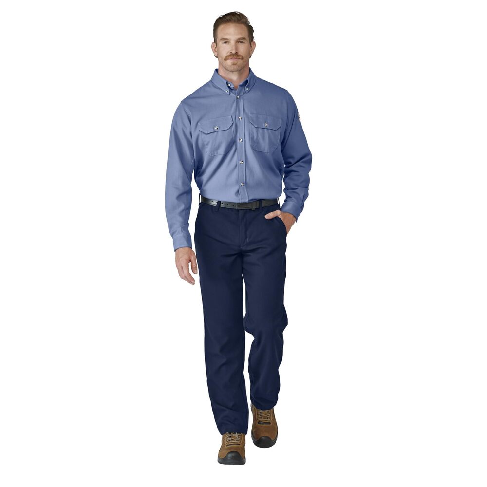 Bulwark Flame Resistant 7 oz CoolTouch 2 Dress Uniform Shirt, Light Blue, Small
